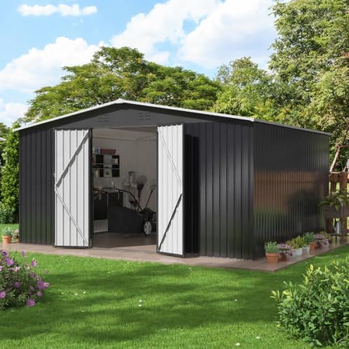 Polar Aurora 12x14 FT Outdoor Storage Shed Black by PolarAurora