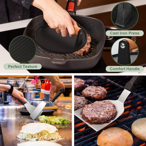 237pcs Griddle Accessories Kit for Blackstone, Perfect Flat Top Grilling Accessories, Grill Spatula Set with Enlarged Spatulas, Basting Cover, Burger Press Patty Maker, Scraper for Outdoor Barbecue - Image 4