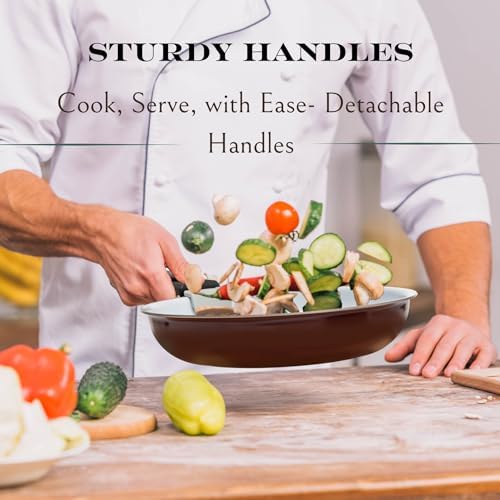 Moss & Stone 5-Piece Nonstick Pots and Pans Set, Removable Handle Cookware - Image 4