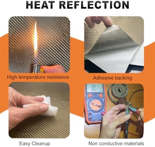 Titanium Adhesive Backed Exhaust Heat Shield tape for Wall Behind Grill 2500 Degrees High Temp Protection Material Thermal Barrier Blanket Mat (12'' X 12'') - Image 2
