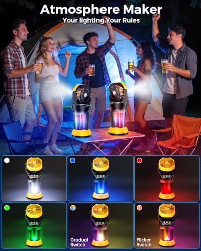 Portable Outdoor Misting Fan with 4 Mist Modes & Remote, 2L Tank & 30000mAh Battery, Powerful Cooling Mister, Extreme Heat Relief for Patio Camping Garden Backyard Tailgate Parties (Yellow) - Image 4