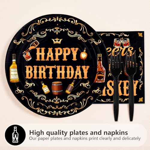 96 Pcs Whiskey 50th Birthday Party Supplies for Men, Serves 24 - Image 2