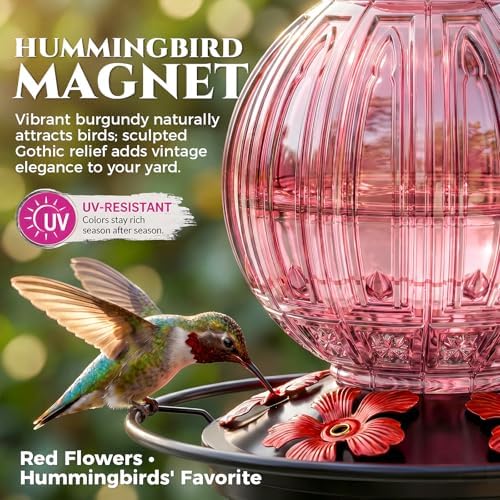 Glass Hummingbird Feeder for Outdoors Hanging, 26 fl oz Bird Nectar Feeder - Image 2
