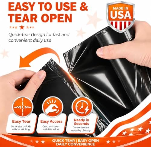 Delxo 30-33 Gallon Trash Bags, 250 Count Bulk Value Black Large Garbage Bag - Image 6