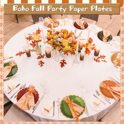 96 Pcs Fall Paper Plates 9 Inch Gradient Color Scalloped Plates - Image 6