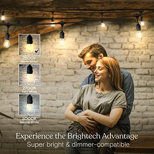 Brightech Ambience Pro - Waterproof LED Outdoor String Lights - 15 Hanging, Dimmable 2W Vintage Edison Bulbs - 48 Ft Commercial Grade Patio Lights Create Cafe Ambience in Your Backyard - Image 4
