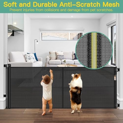 Reinforced 60" Wide Retractable Baby Gates for Dogs, Prevent Crawling Under - Image 6
