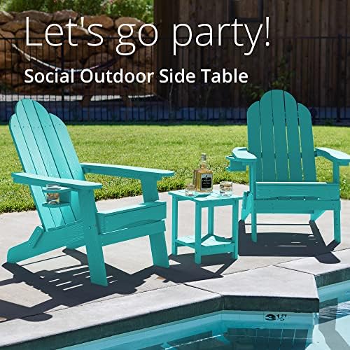 LUE BONA Adirondack Outdoor Side Table, 2-Tier Aruba Blue HDPS Patio End Table Weather Resistant, Outdoor Morden Side Table for Patio, Pool, Porch - Image 5