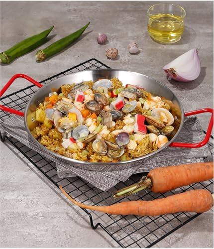 Skillet Pan 9 inch Stainless Steel Paella Pan with Double Handles Non Stick Flying Pans for Outdoors Cooking, Camping, Restaurants - Image 4