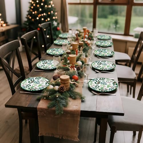 WRAPAHOLIC 25Pcs Christmas Paper Plates - 9 Inch Seasonal Holly Disposable Plates Decorative Dinner Plates for Christmas Party Tableware Supplies Table Decor - Image 5