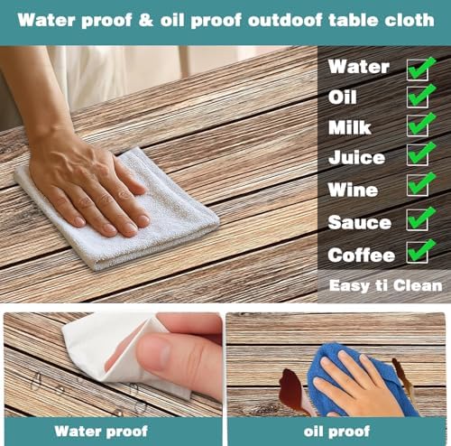 Picnic Table Cover with Bench Covers Camping Essentials Farmhouse Waterproof Windproof Wood Grain Camping Tablecloth Fitted Tablecloth Cover with Elastic Edge for Indoor & Outdoor 3 PCS 30x72 Inch - Image 6