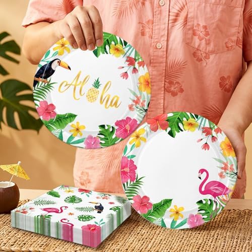 40pcs Flamingo Party Decorations Hawaiian Plates and Napkins Summer Flamingo Themed Tableware Set for Girls Kids Birthday Baby Shower,Suitable for 20 Guests - Image 5