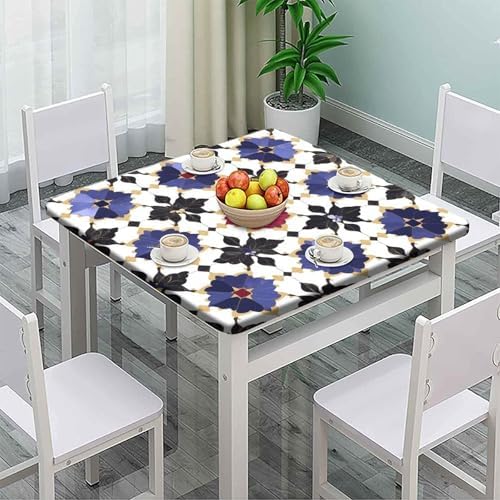 Table Cloth for Card Table, Moroccan Trellis Pattern Printed on Washable Patio Cover Fits, Perfect for Everyday Use Home Decor, Fit for 60" x 60" Square Tables - Image 2
