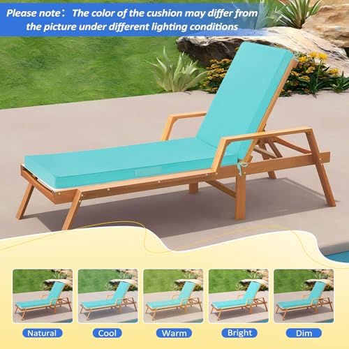 Basic Beyond Chaise Lounge Cushions Outdoor, 3-Layer Waterproof Outdoor Furniture Cushions with Removable Cover and 4 Ties, 72"x21"x3" Patio Lounge Chair Cushions for Outdoor Furniture, Teal - Image 6