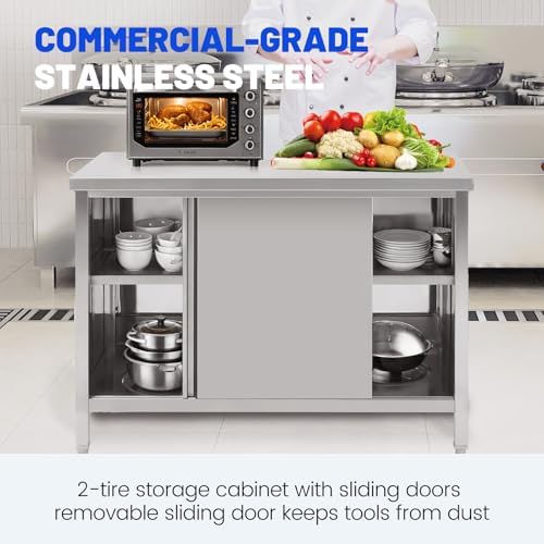 Hally Stainless Steel Cabinet 30"x60" Commercial Heavy Duty Prep Workbench - Image 6