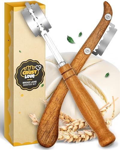 CRUSTLOVE Bread Lame 2-Piece Set for Controlled Dough Scoring with 5 Blades by CRUSTLOVE