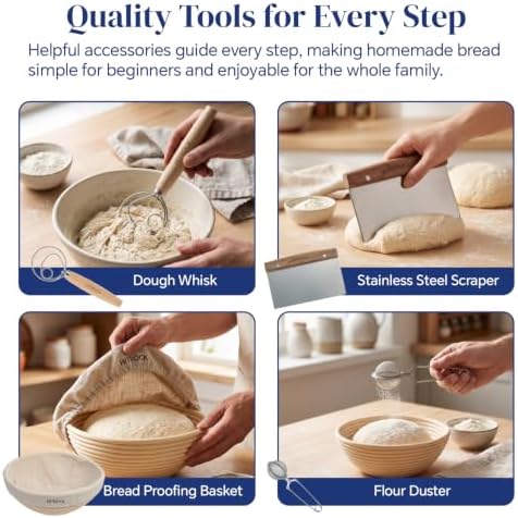HITROCK 4.9 QT Enameled Cast Iron Dutch Oven with Lid, Sourdough Baking Kit - Image 4