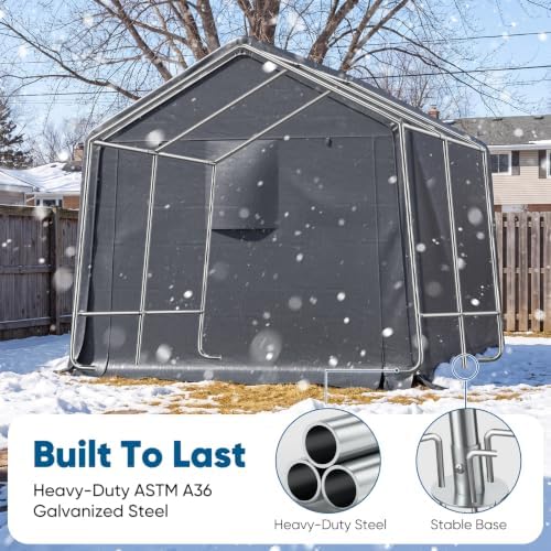 Quictent 8x10FT Carport Shelter Storage Shed with Roll-Up Door&Vents - Image 3