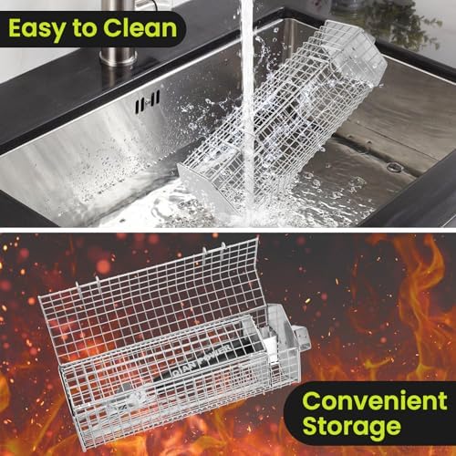 Rolling Grill Baskets 2 Pack, Nesting Stainless Steel BBQ Grill Basket - Image 5