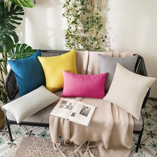 MIULEE Decorative Outdoor Pillow Covers Lumbar Waterproof 12x20 Hot Pink - Image 5