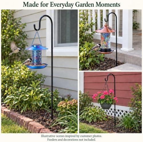 Ottsuls Bird Feeder Pole, 45 INCH Heavy Duty Shepherds Hooks for Outdoor with 5 Prong Base, Adjustable Stand Hanger for Garden Plant, Hummingbird Feeder, Lantern, Hanging Wedding Decor (2 Pack) - Image 4