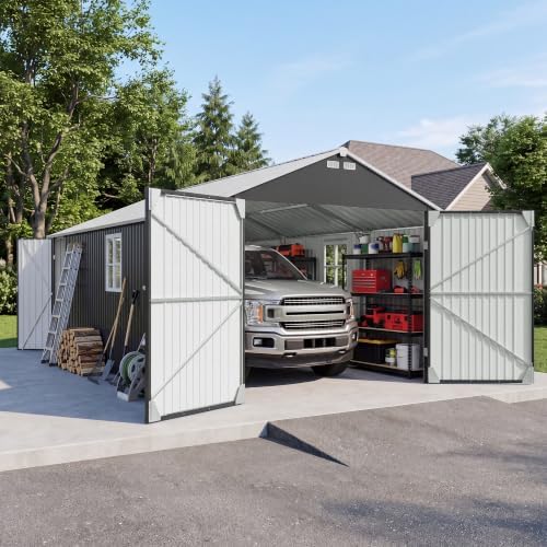 Patiowell 12x20 FT Outdoor Storage Shed, Large Metal Garden Shed, Black by Patiowell