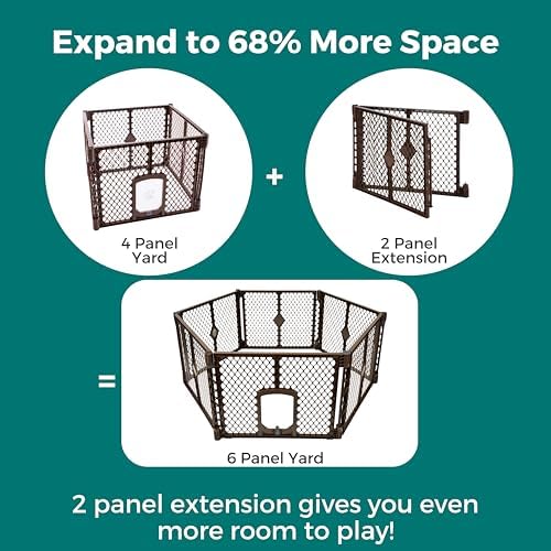 MyPet 2-Panel Extension for Petyard Passage: Made in USA. Freestanding. Increases Play Area up to 34 sq. ft. (26" Tall, Espresso) - Image 2