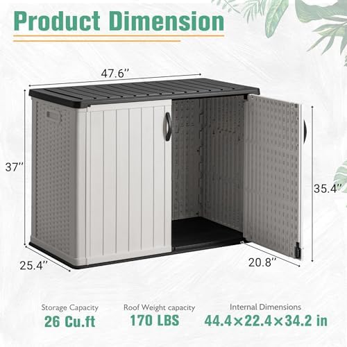 Greesum 26 CUFT Outdoor Storage Cabinet with 2 Lockable Doors, White - Image 2