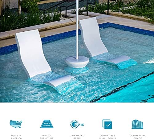 Ledge Lounger in-Pool Side Table with Umbrella Hole (Frost) - Image 3