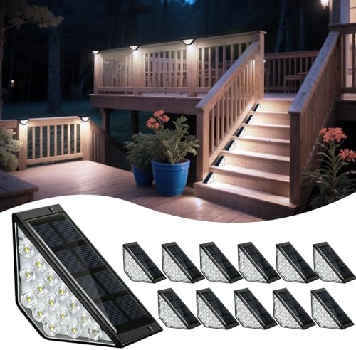 BKBB PPBB Solar Step Lights for Outside, Solar Stair Lights Outdoor Waterproof, Deck Step Lights for Fence, Patio, Yard, Porch, Front Door, Sidewalk, Garden, Patio Decor (12, Cool White) by Unknown