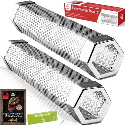 LIZZQ Premium Pellet Smoker Tube 12" (Set of 2) 5 Hours of Billowing Smoke by LizzQ