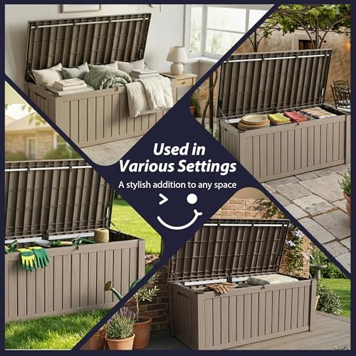 180 Gallon Resin Deck Box, Outdoor Storage Box, Waterproof UV Resistant Lockable，Weatherproof Organizer for Patio Furniture Cushions, Pool Accessories, Garden Tools, Indoor & Outdoor Use, Grey - Image 6