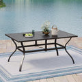 MIXPATIO Patio Table for 6, Black Metal Dining Table w/Umbrella Hole by MIXPATIO