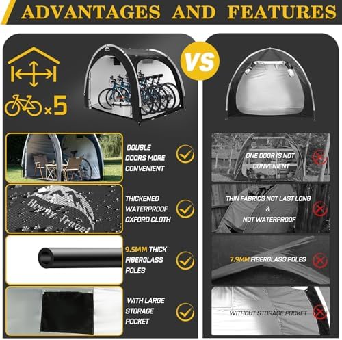 Happy Travel Bike Storage Shed Tent, Outdoor Portable Bicycle Storage Sheds - Image 3
