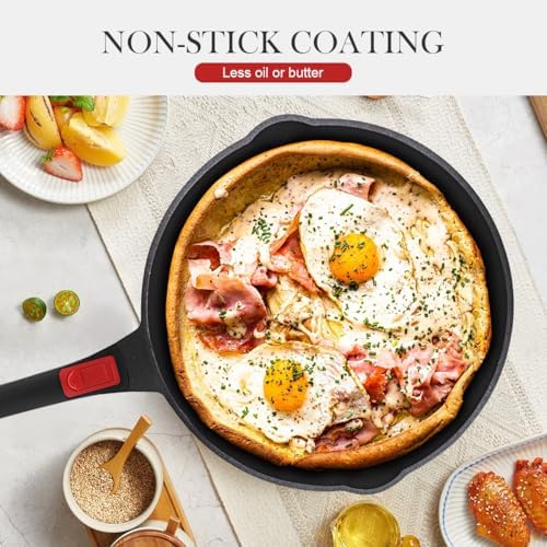 12 Inch Deep Frying Pan Skillet Nonstick with Lid, 5 Qt Saute Pan - Image 6