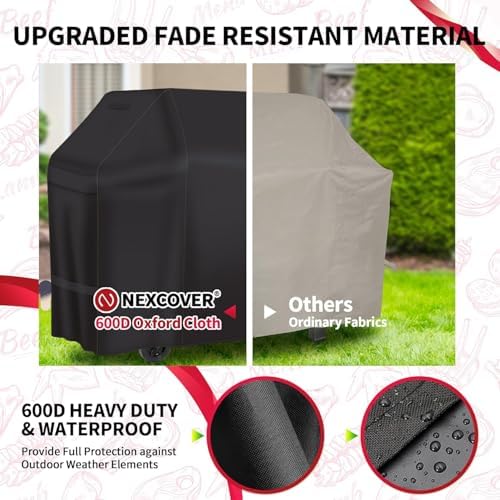 NEXCOVER Grill Cover - Heavy Duty BBQ Cover, 50 inch Waterproof Barbecue Cover, Weather Resistant, Fade Resistant, Rip-Proof, Anti-UV, Gas Grill Cover for Weber, Char Broil, Nexgrill Grills, Black - Image 4