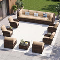 Aoxun 13 Piece Outdoor Patio Furniture Set with Coffee Table, Wicker Rattan Outdoor Furniture with High Back Swivel Rocker Chairs, Outdoor Conversation Set with Thick Cushion & Side Table, Beige by Aoxun