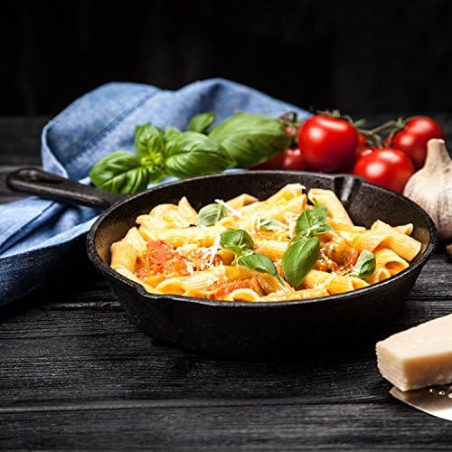 Cast Iron Skillet 3-Piece Set - 12", 10", 8" Heavy-Duty Professional Restaurant Chef Quality Pre-Seasoned Pan Cookware - For Frying, Saute, Cooking, Pizza - Black - Image 4