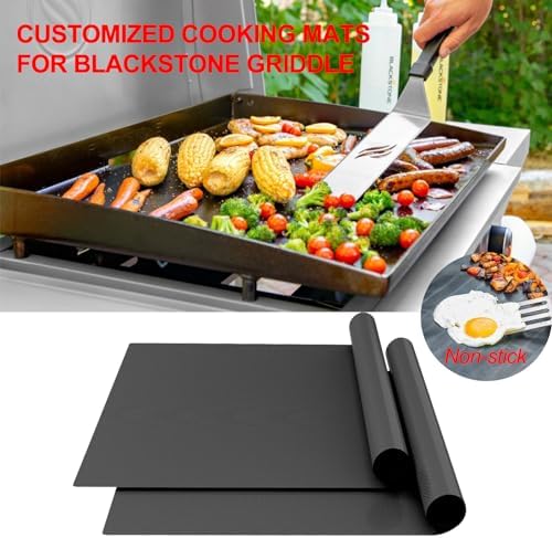 UBeesize 2 Pack Nonstick Grilling Mats for 22 Inch Blackstone Griddle, Resuable Cooking Mats for Grilling, BPA and PFOA Free Heavy Duty BBQ Grill Mats, Griddle Accessories Kit -22 x 16 Inch - Image 2