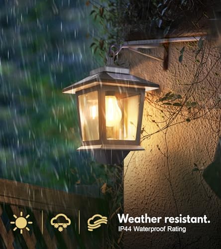 PASAMIC 2 Pack Solar Wall Lanterns,Outdoor Hanging Lights with 4 Solar Panels,Dusk to Dawn Led Outdoor Wall Sconce, Anti-Rust Waterproof Lanterns with Hooks,3000K Warm White - Image 4