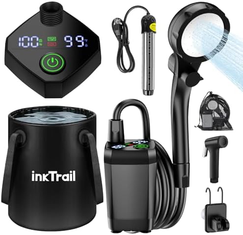 InkTrail Portable Camping Shower with Heater,6000mAh Rechargeable by InkTrail-EnjoytheOutdoors