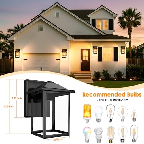 MATAMEYE Outdoor Wall Light Fixture, Exterior Waterproof Porch Lighting - Image 2