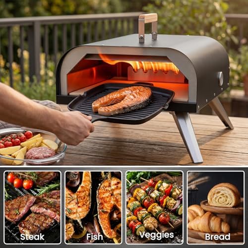WOOCIT 12" Multi-Fuel Outdoor Pizza Oven, Reaches 720°F, Wood and Propane - Image 6