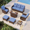 Aoxun 7-Piece Wicker Rattan Patio Furniture Set with 44" Fire Pit Table by Aoxun
