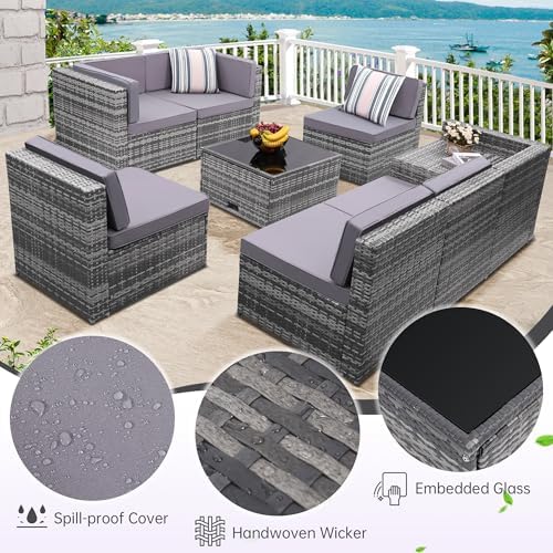 KROFEM 8 Piece Patio Furniture Set, Outdoor Modular Conversation Set - Image 5