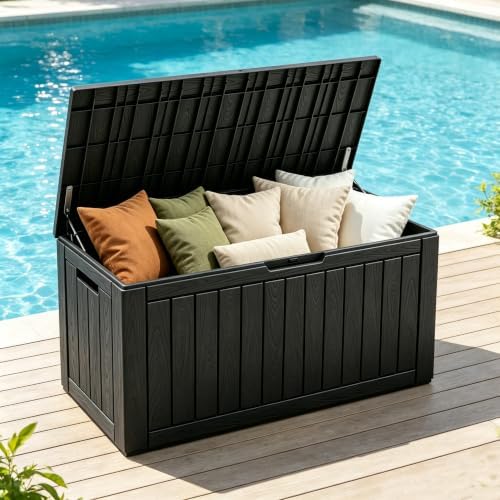 Outdoor Storage Waterproof Deck Box for Patio (110 Gallon, Black) - Image 4