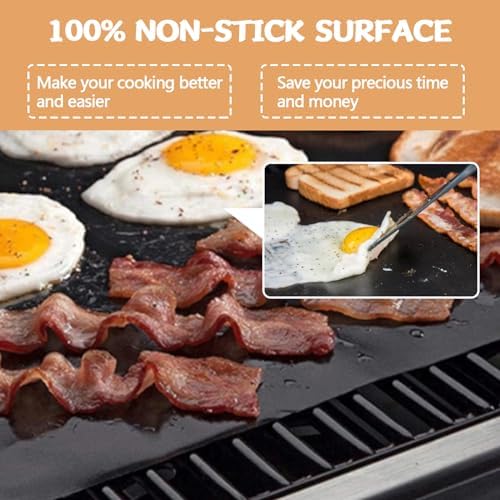 Reusable Grill Mats for Outdoor Grill Set of 6,Heavy Duty Non-Stick BBQ Mats & Oven Liner,Easy to Clean,Works on Gas, Charcoal & Electric Grills - 15.75 x 13 Inch,Black - Image 4