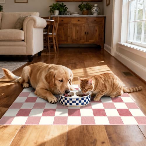 Front Door Mat Outside Entrance - 2x3 Cute Pink White Checkered Rug - Image 6