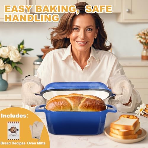 Enameled Dutch Oven for Sourdough Bread Baking, 3.6QT Oval Cast Iron Bread Pan with Lid - Image 2