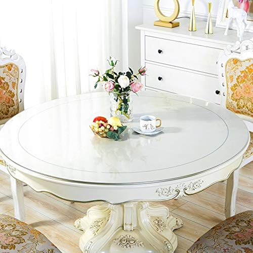 Wadrac Dining Table Protector Clear Plastic Tablecloth Cover for Coffee Table PVC Vinyl Cloths Folding Wood Marble Glass Tabletop Topper Protection Pad Easy Clean Wipeable Waterproof Round 32 inch - Image 2